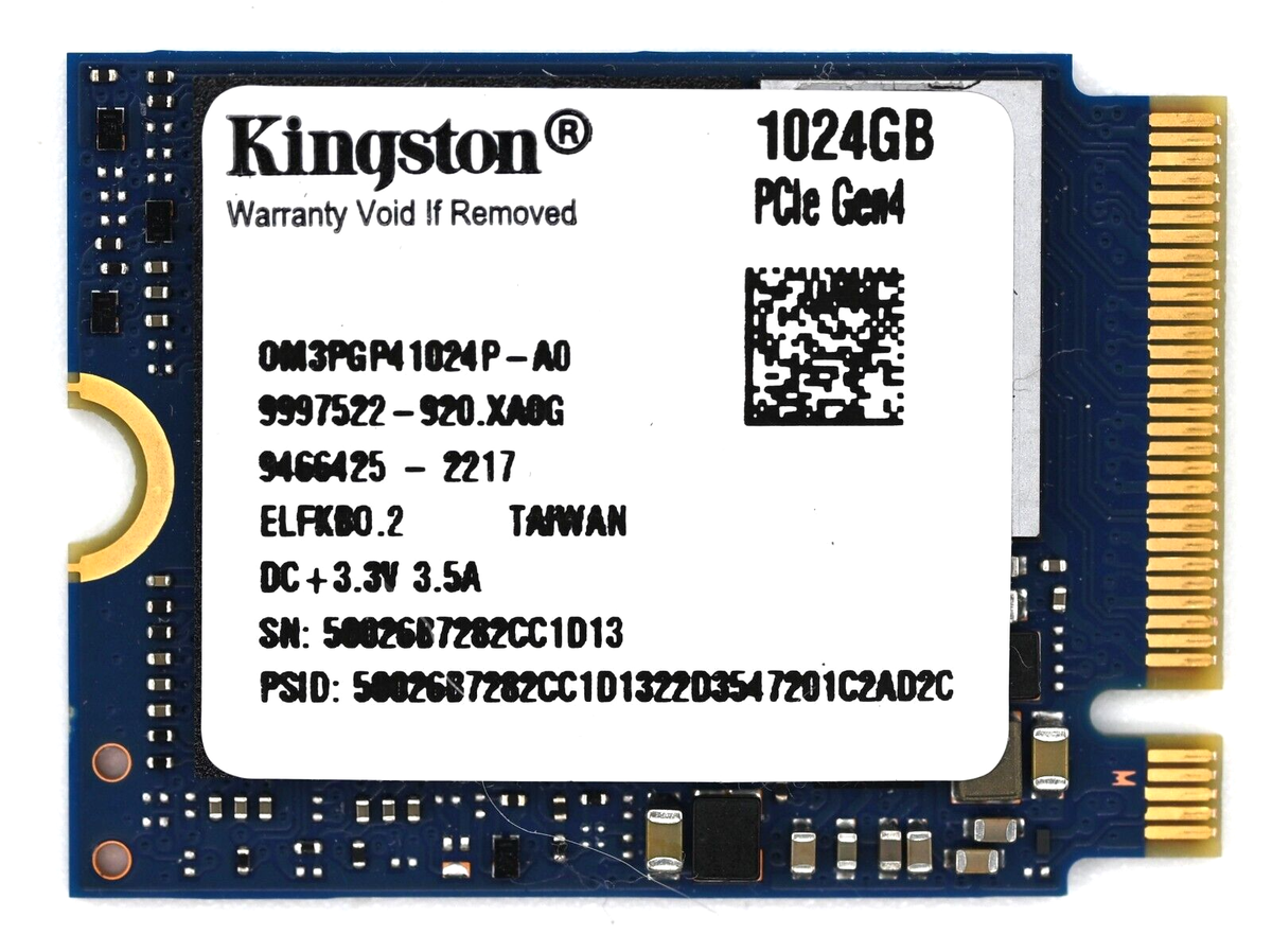 Kingston 1TB M.2 2230 PCIe Gen4x4 NVMe SSD OM3PGP41024P Steam Deck