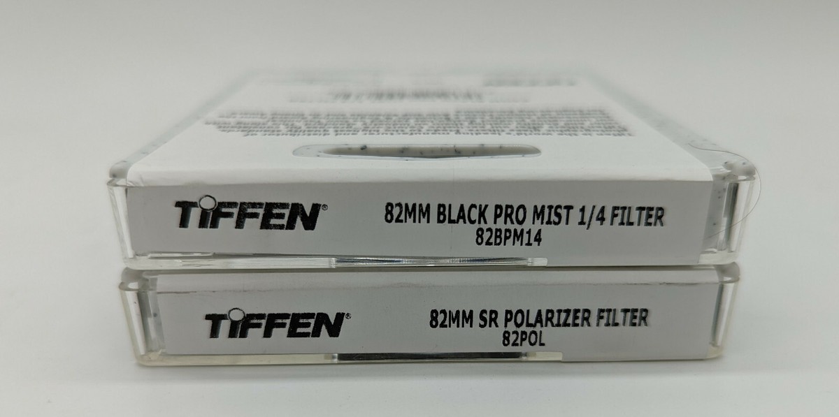 New Tiffen 82mm Black Pro-Mist 1/4 & Linear Polarizer Filter Set