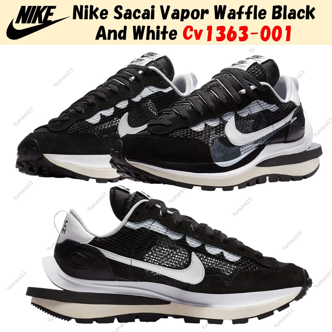 Nike Sacai Vapor Waffle Black And White Cv1363-001 Men's Size | eBay