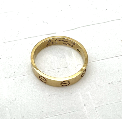 Authentic Cartier Mini Love 18k Yellow Gold Ring Size 50 w