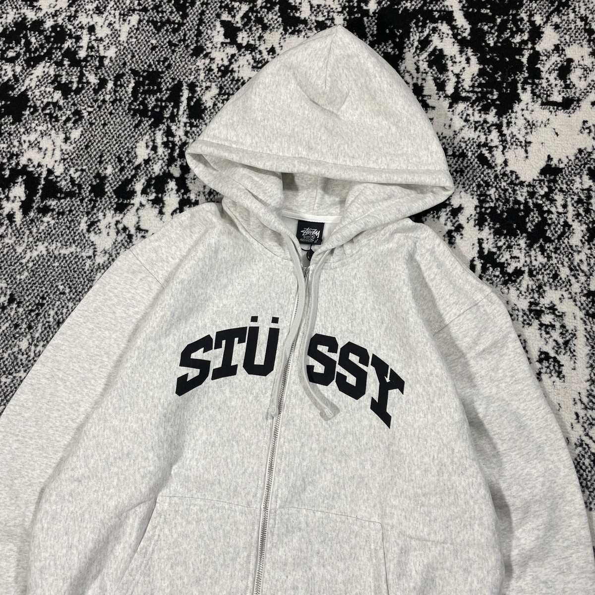 STUSSY BLOCK SPORT ZIP HOODIE ASH HEATHER - LARGE | eBay