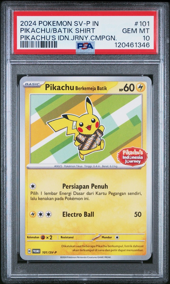 PSA 10 - Pikachu Berkemeja Batik 101/SV-P - Indonesia Journey