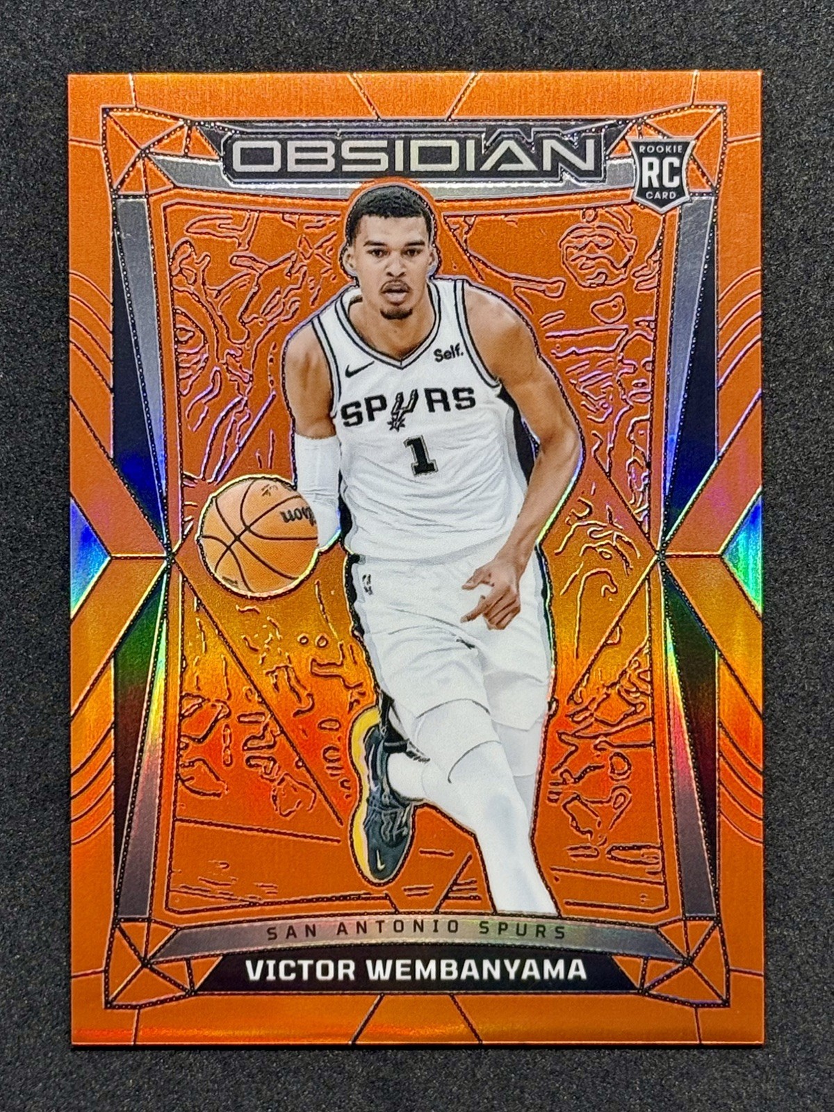 Victor Wembanyama 2023 Obsidian #9 Electric Etch Orange Flood /99