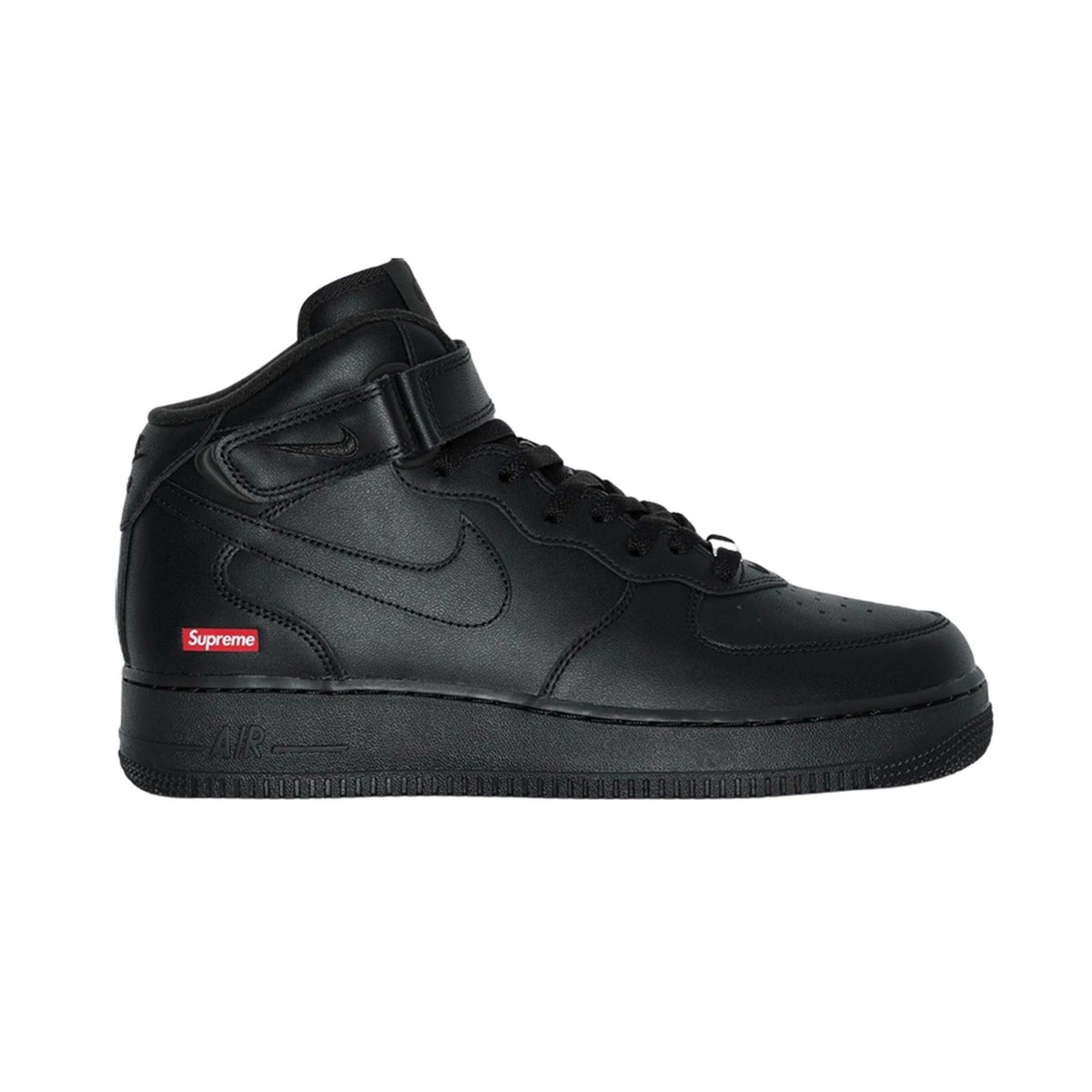 Size 13 - Supreme x Nike Air Force 1 Mid Box Logo - Triple Black
