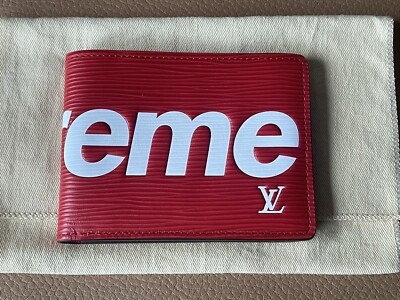 Rare* NEW Louis Vuitton x Supreme Slender Red Epi Leather Wallet w