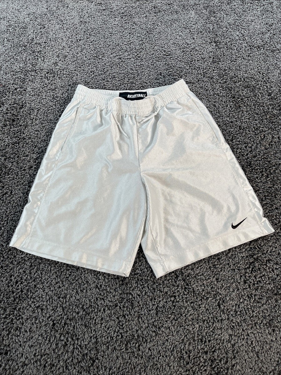 Vintage Nike Basketball Shorts Mens M White Shimmer Baggy 2000s