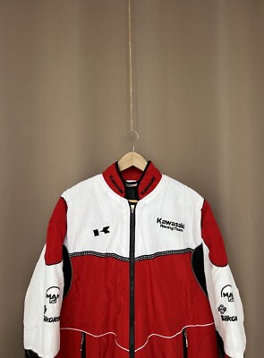 Kawasaki Racing Team Jacket White-Red Vintage Full Zip Size XL | eBay
