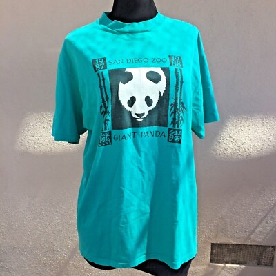 Vtg 1988 Giant Panda TShirt San Diego Zoo Adult XL Teal Green