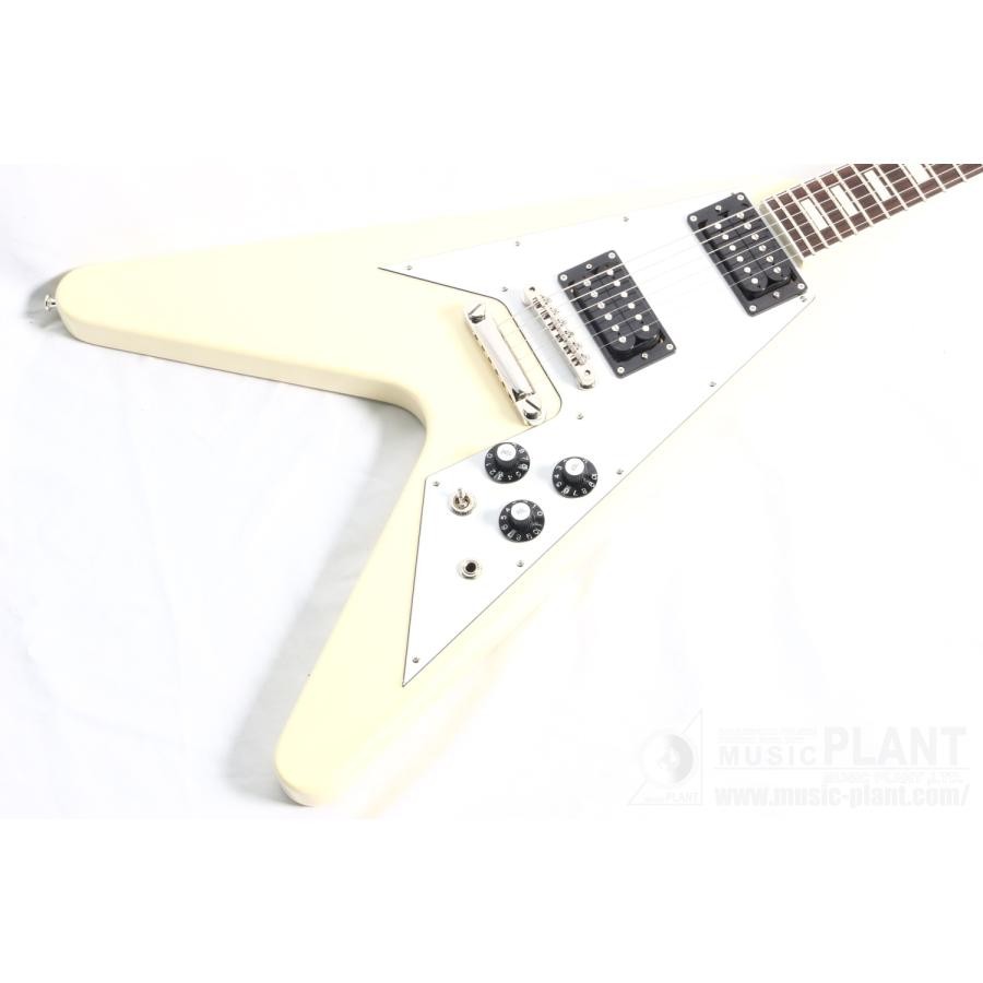 Edwards E-FV-LTD Vintage White Flying V type electric guitar with
