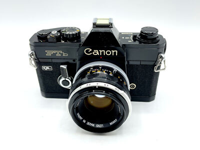 Black Canon FTb-QL 35mm SLR Camera with 50mm f/1.8 FL Lens - Rare