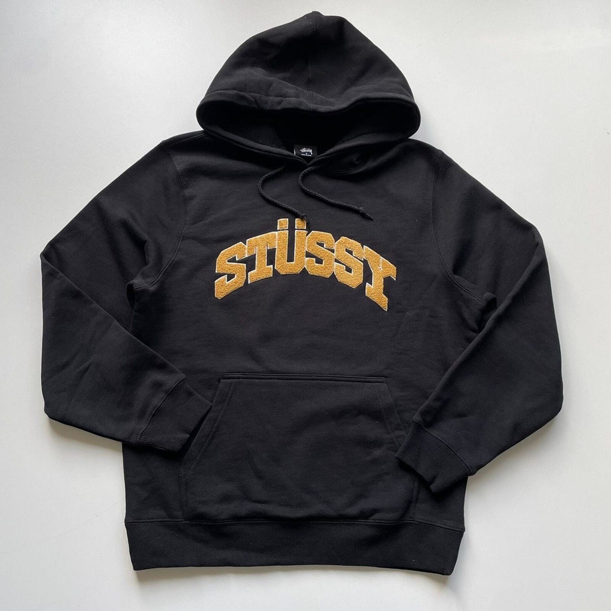 Stussy Chenille Arch App Hoodie Black Pullover Men's Small Rare