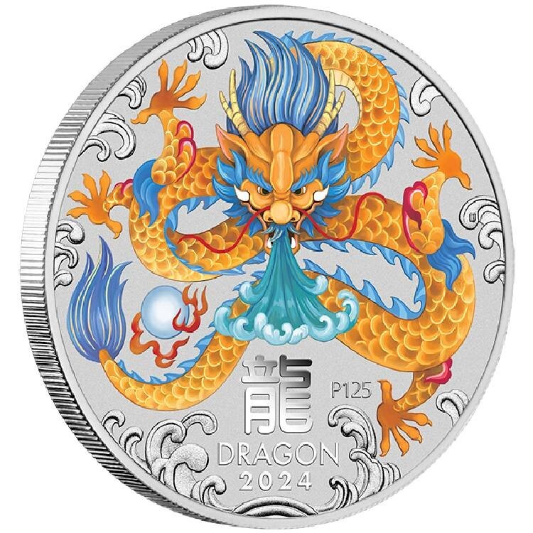 YEAR OF THE DRAGON COLOR AUSTRALIAN LUNAR SERIES III 2024 2 oz