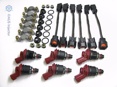 Set of 6 AUS HIGH FLOW 275 cc 26 Lb Fuel Injectors fit NISSAN