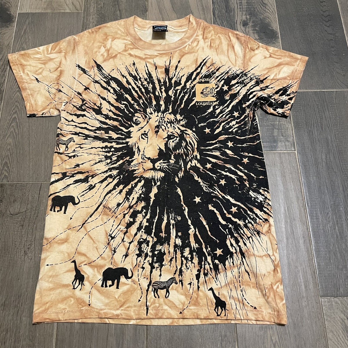 Vintage Y2K? Lion AOP Tye Dye T-Shirt Alexandria Zoo Louisiana
