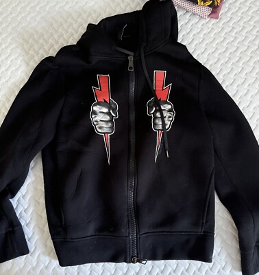 Neil Barrett Lightning Bolt Neoprene Zip Up Hoodie Sweatshirt L