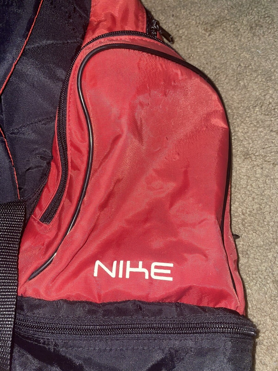 Vintage Y2K 2000s Red Nike Canvas Book bag Backpack, White Orange