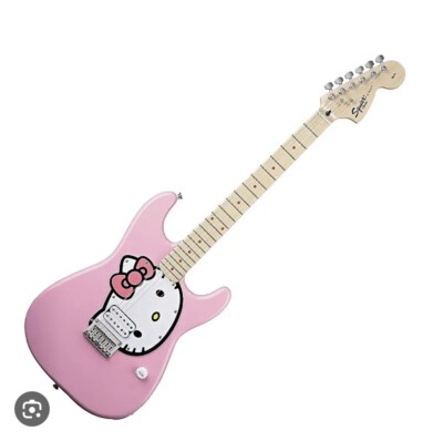 Amazing Condition Hello Kitty Electric Guitar Squire Stratocaster