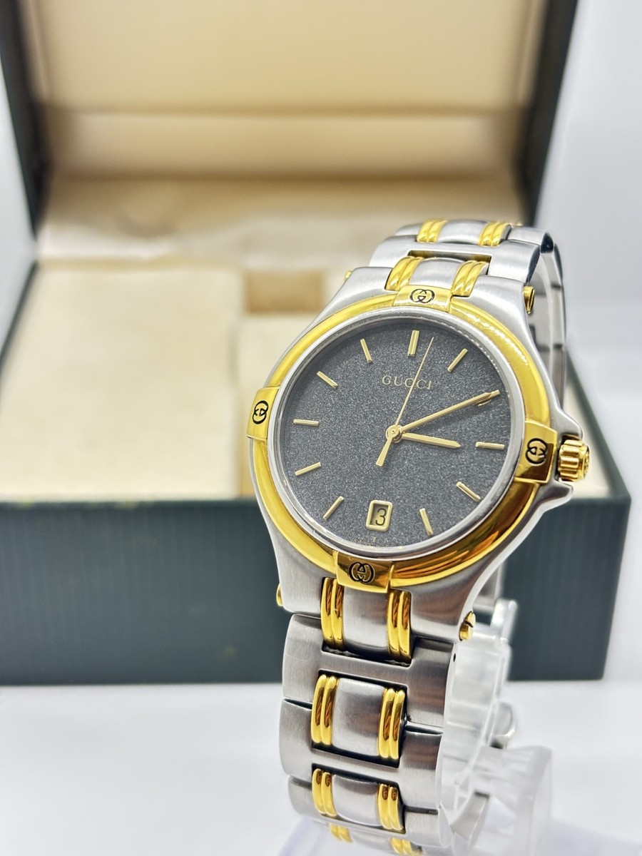 Near Mint w/Box] Gucci 9040M Ivory Dial Quartz Men's Watch Gold x