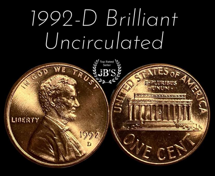 1992 D Lincoln Memorial Cent Wide AM Brilliant Uncirculated *JB's