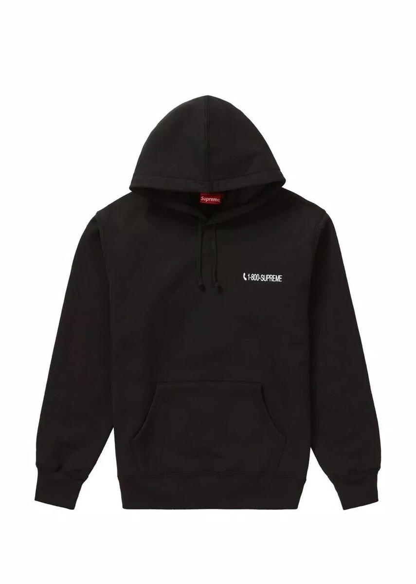 Supreme 1-800 Hooded Sweatshirt Black Glow In The Dark FW19 NWT Sz