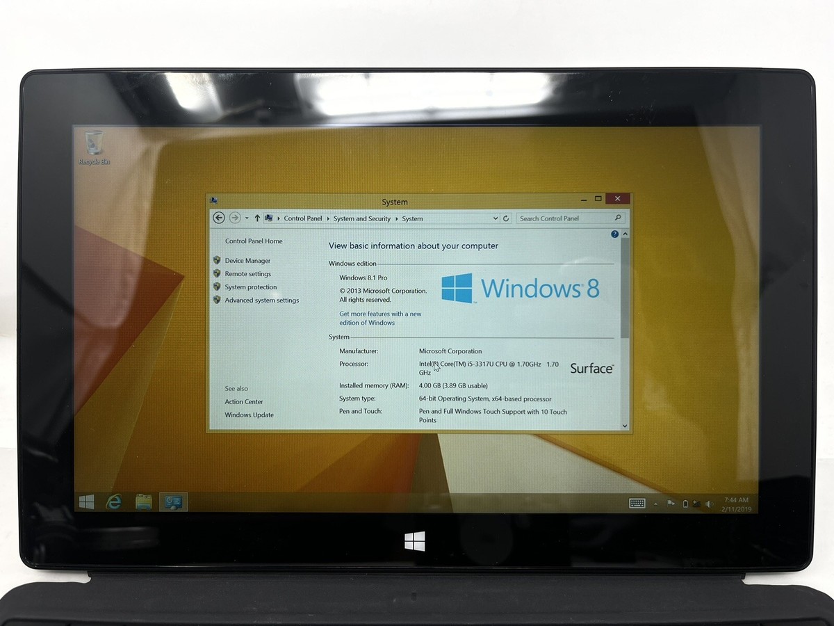 Microsoft Surface Pro 1, 1514 core i5 1.7GHz 4 GB Ram 128 GB SSD