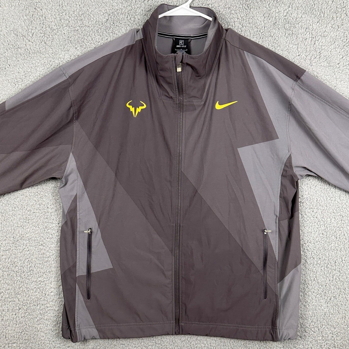 Nike Dri-Fit Jacket Tennis Rafael Mens Large Gray Colorblock Rafa