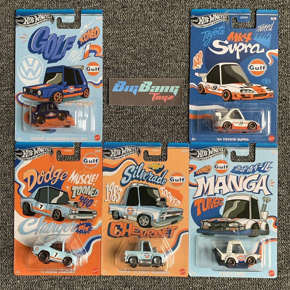 Hot Wheels Tooned Gulf 2025 Complete set of 5 (In-Stock) New