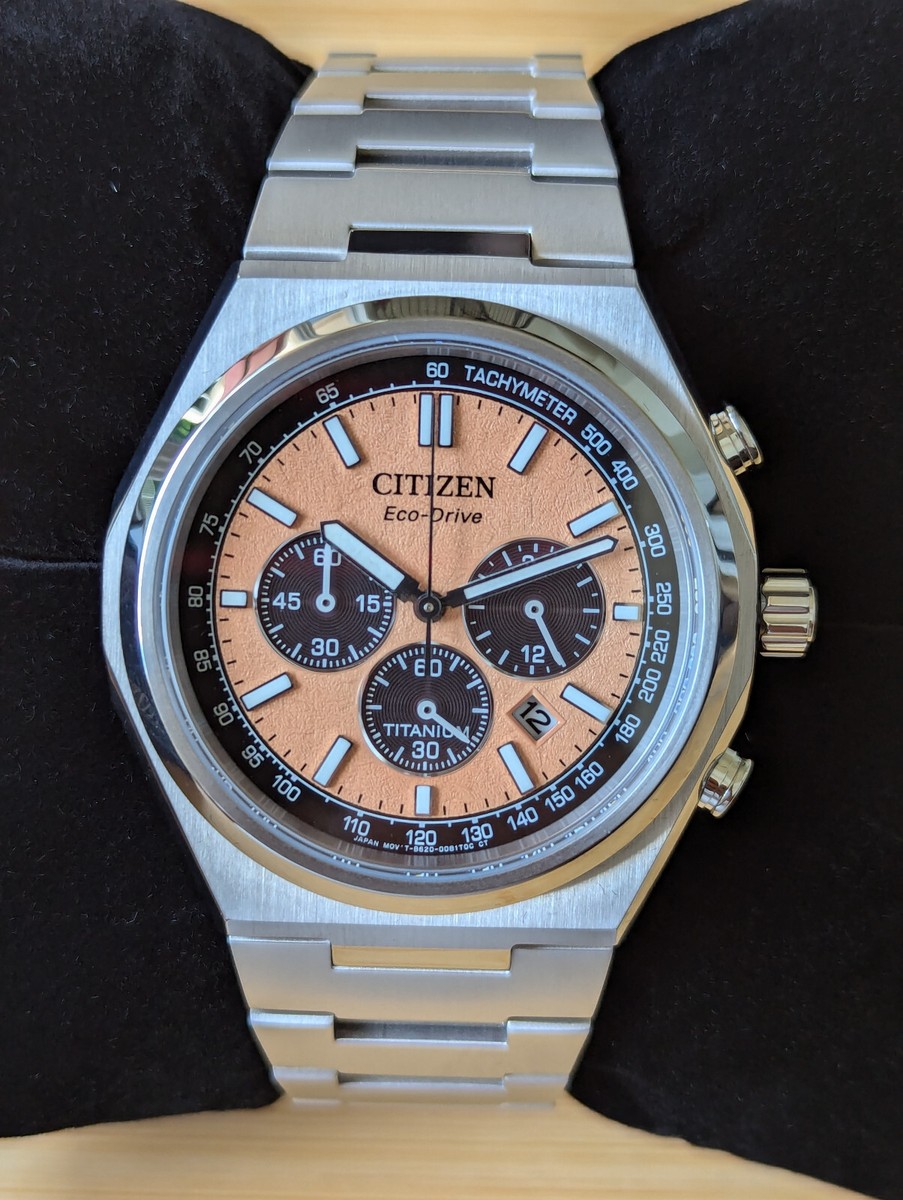 Citizen Zenshin Super Titanium Sapphire Chronograph Salmon Dial