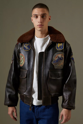 Schott NYC G1TG G-1 Wings of Gold Leather Bomber Jacket Brown XL