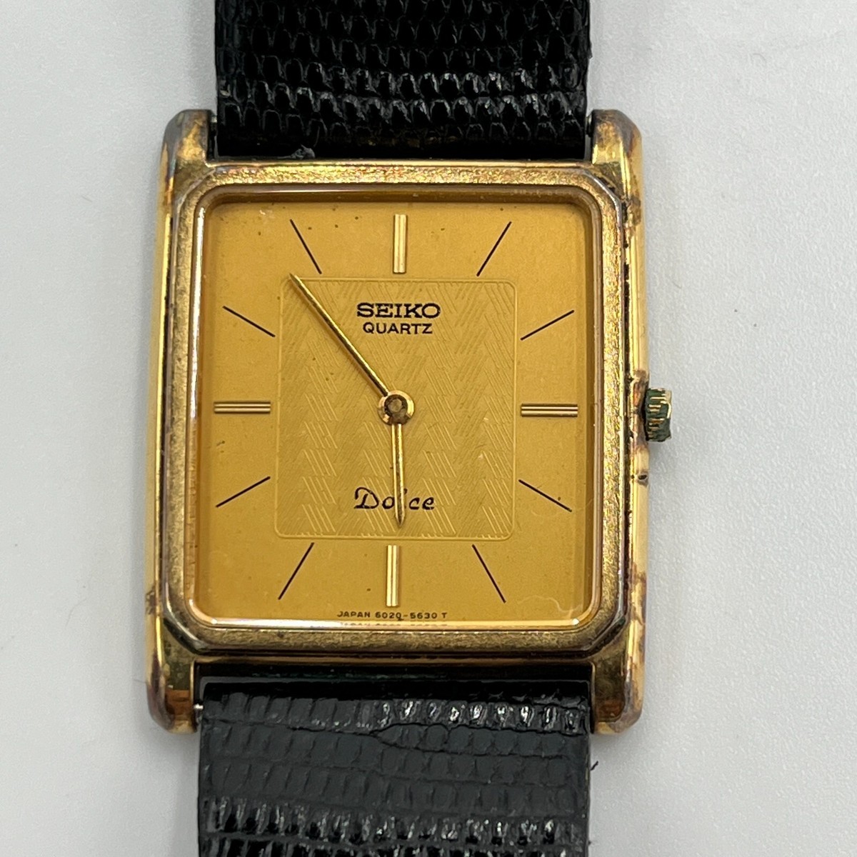 SEIKO 6020-5460 6020-5630 Gold Dial Tank Case 25x25mm Quartz Watch