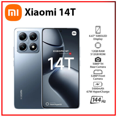 New) Xiaomi 14T 5G 12GB+512GB BLUE Dual SIM Unlocked Android Cell
