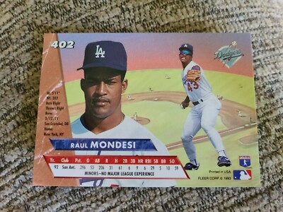 Raul Mondesi 1993 Fleer Ultra Rookie Baseball Card #402 Los