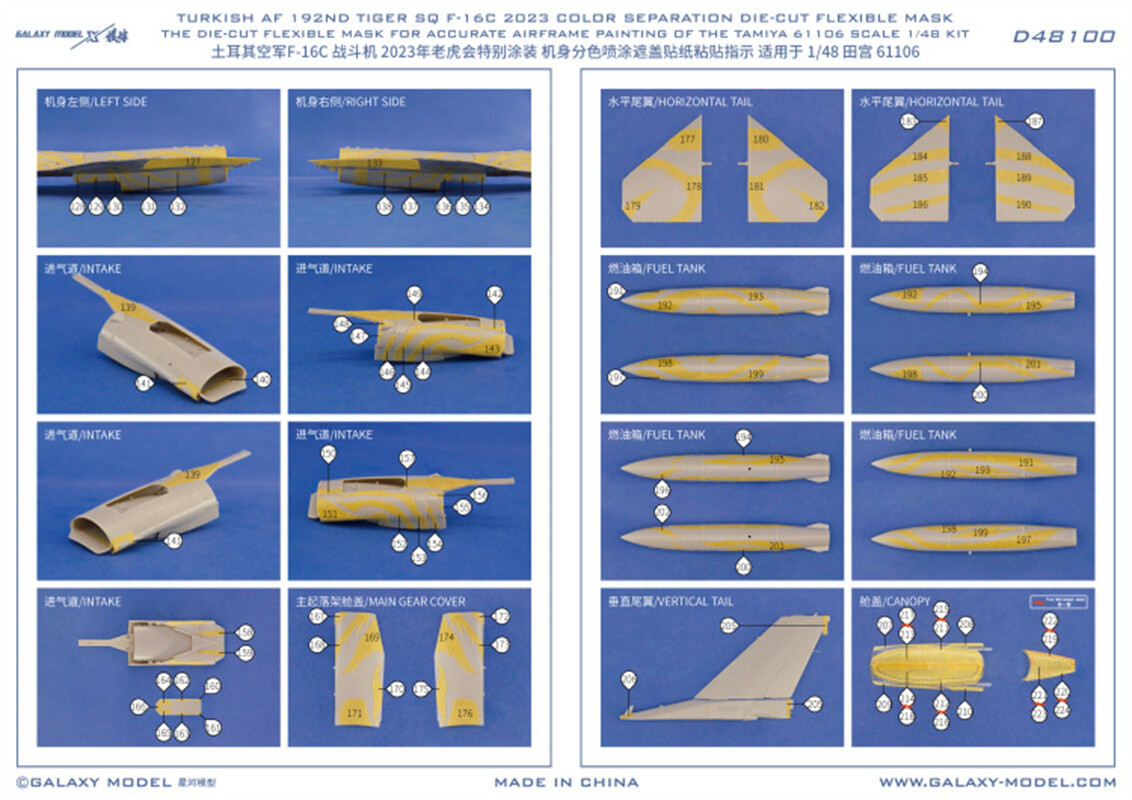 1/48 Turkish F-16C Nato Tiger Meet 2023 Mask Decal f Kinetic