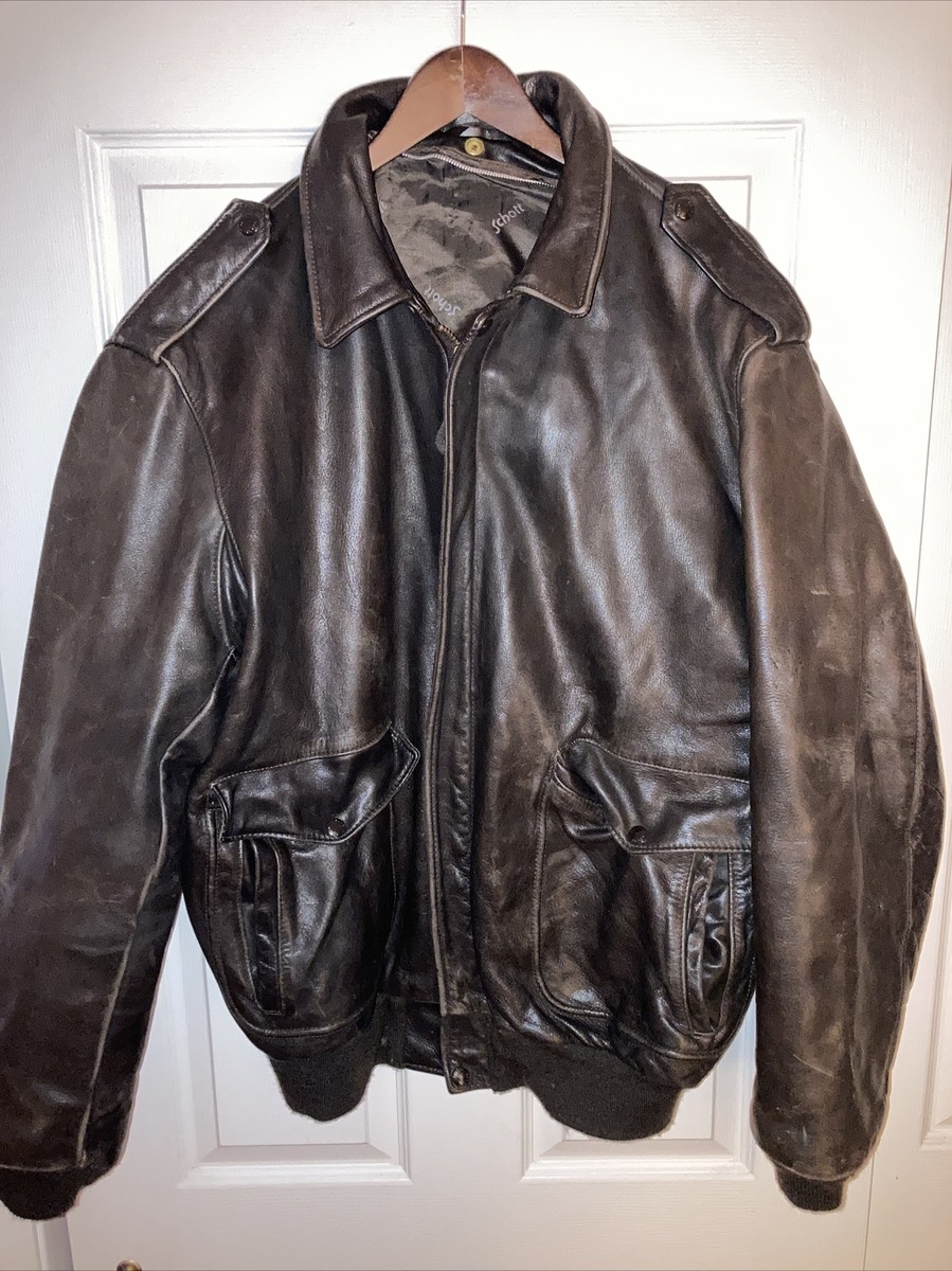 Schott VINTAGE A-2 Flight Jacket Leather Brown XL MADE IN USA
