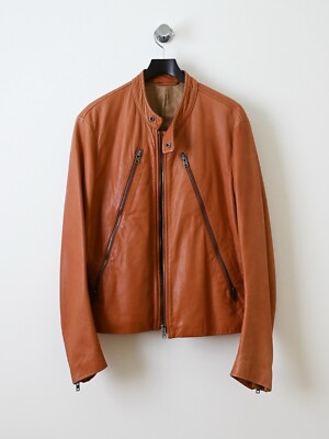 Maison Martin Margiela 5 Zip Leather Moto Jacket Brown 50 Large | eBay