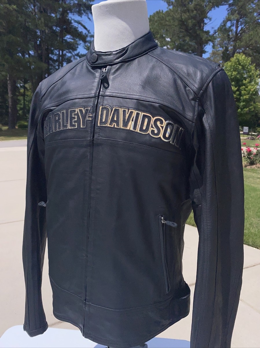 Harley Davidson Men AGGRESSOR Leather Jacket Medium Reflective