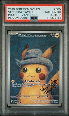 PSA 7 Pikachu Grey Felt Hat #085 Veronica Taylor Autograph 2023