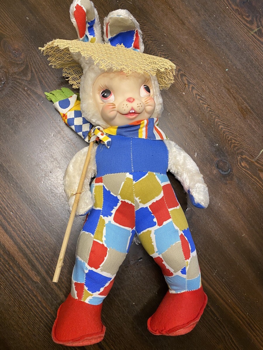 The Rushton Company Rubber Face Hobo Bunny Vintage Plush Doll Star