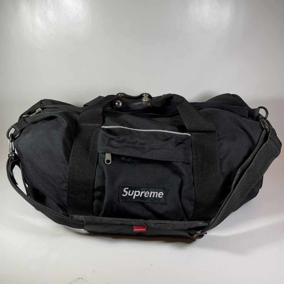 RARE!! Vintage 1990's SUPREME NY Duffle Bag Black w/ Leather