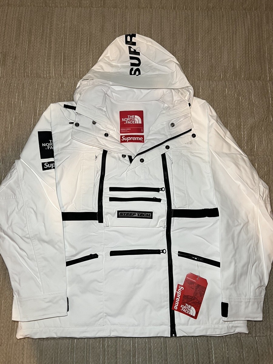 SS16 SUPREME x THE NORTH FACE STEEP TECH HOODED JACKET WHITE SZ L