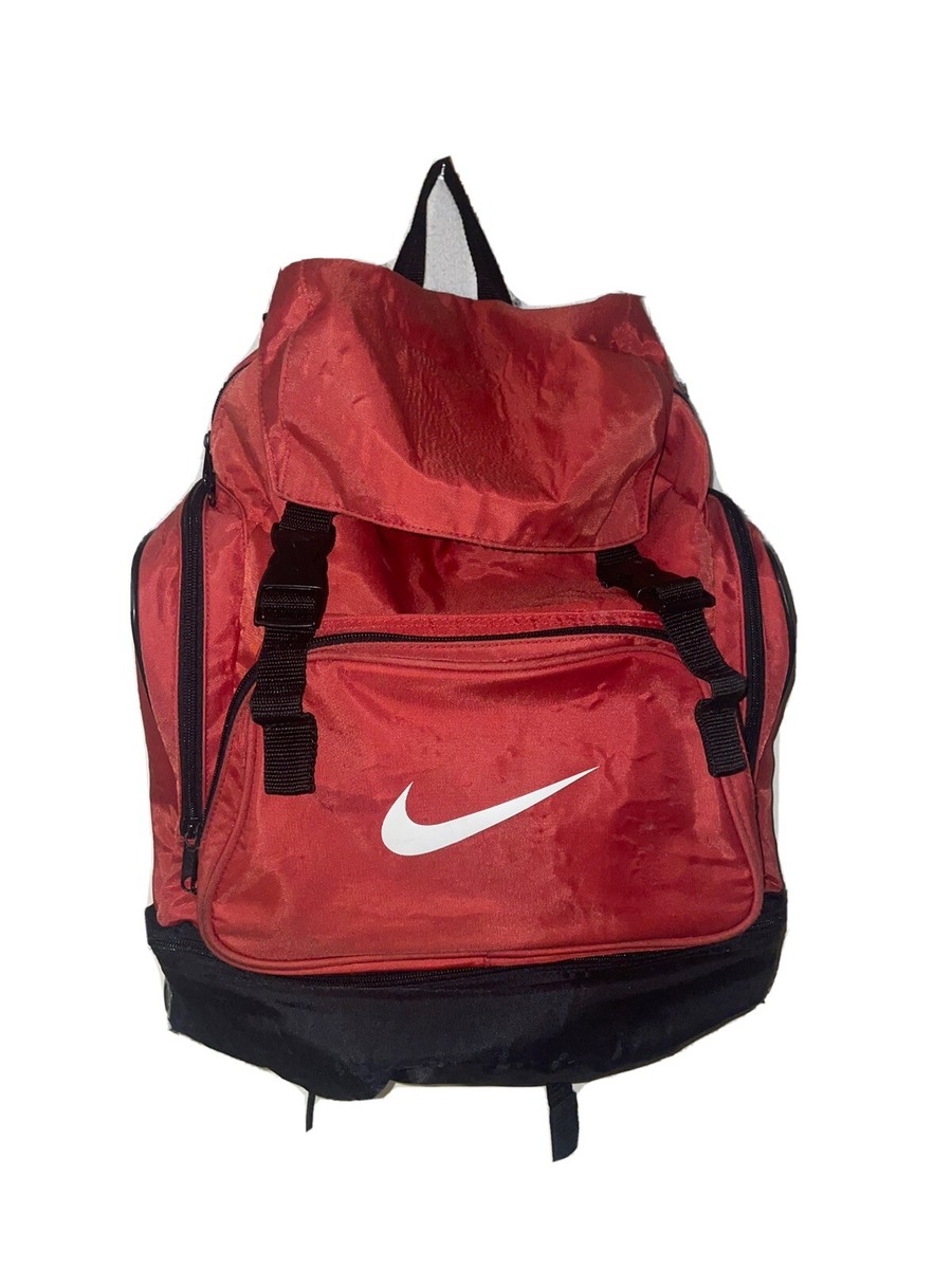 Vintage Y2K 2000s Red Nike Canvas Book bag Backpack, White Orange