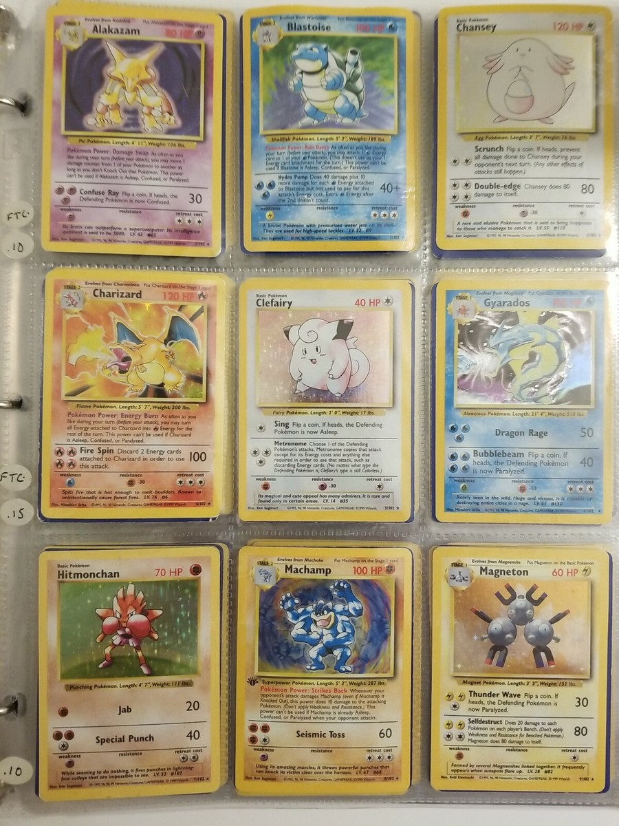 Pokemon - 1999 Base Set - Unlimited & Shadowless Vintage WoTC