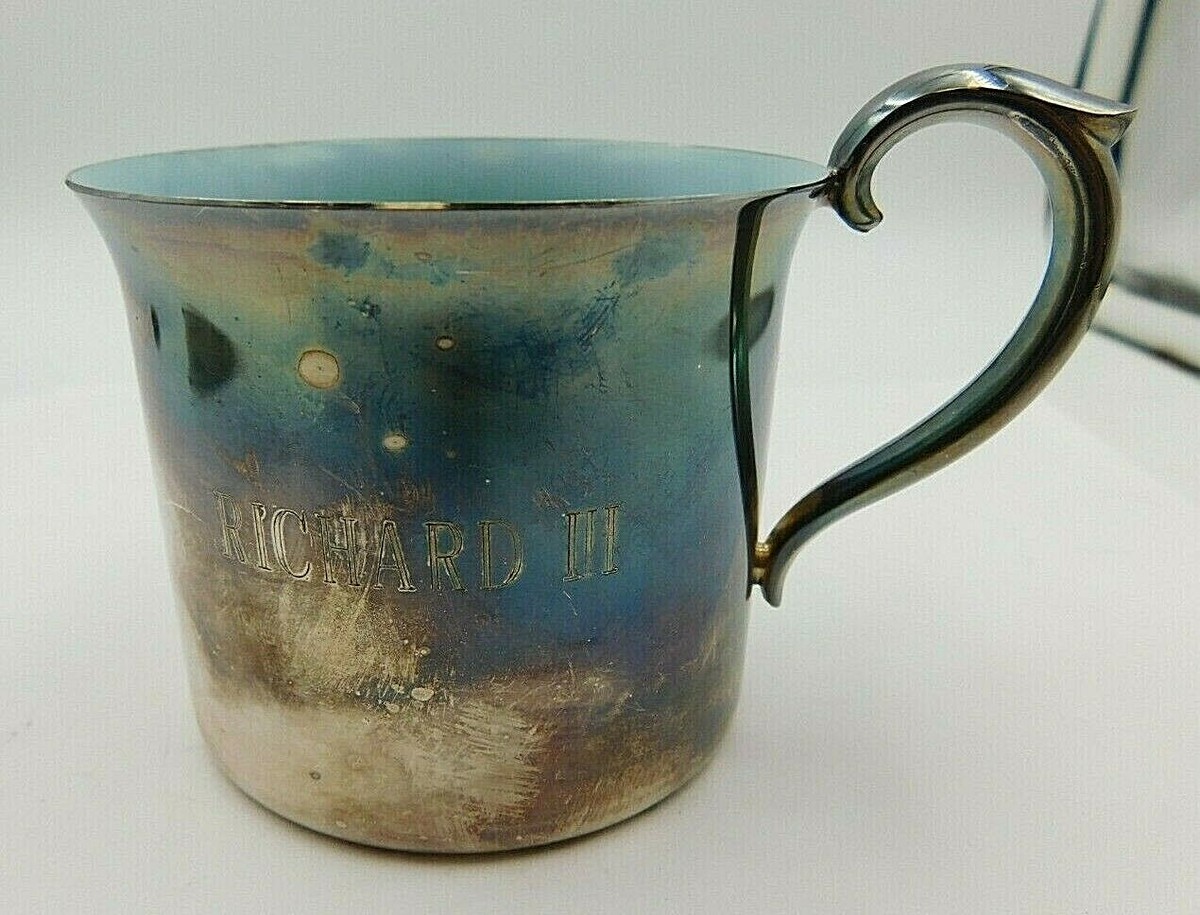 Blue Silver plate on copper 杯 2個 Blue Silver plate on copper 杯