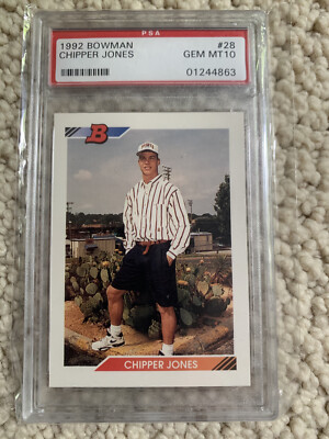 PSA 10 GEM MINT BASEBALL CARD HOF 1992 BOWMAN CHIPPER JONES ROOKIE