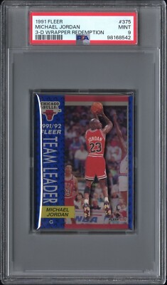 PSA 9 MICHAEL JORDAN 1991 Fleer 3D Acrylic Wrapper Redemption TEAM