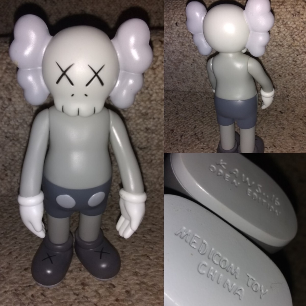 Kaws 16 Open Edition Medicom Toy Vinyl Figure Gray White 7