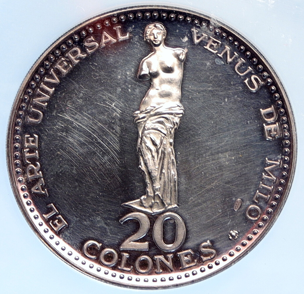 1974 COSTA RICA Nude Venus of Milo OLD Proof Silver 20 Colones NGC