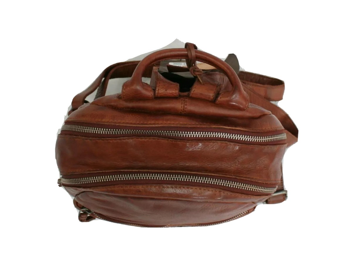 ViLenca Holland COGNAC Brown Supple Leather Dual Zip Domed