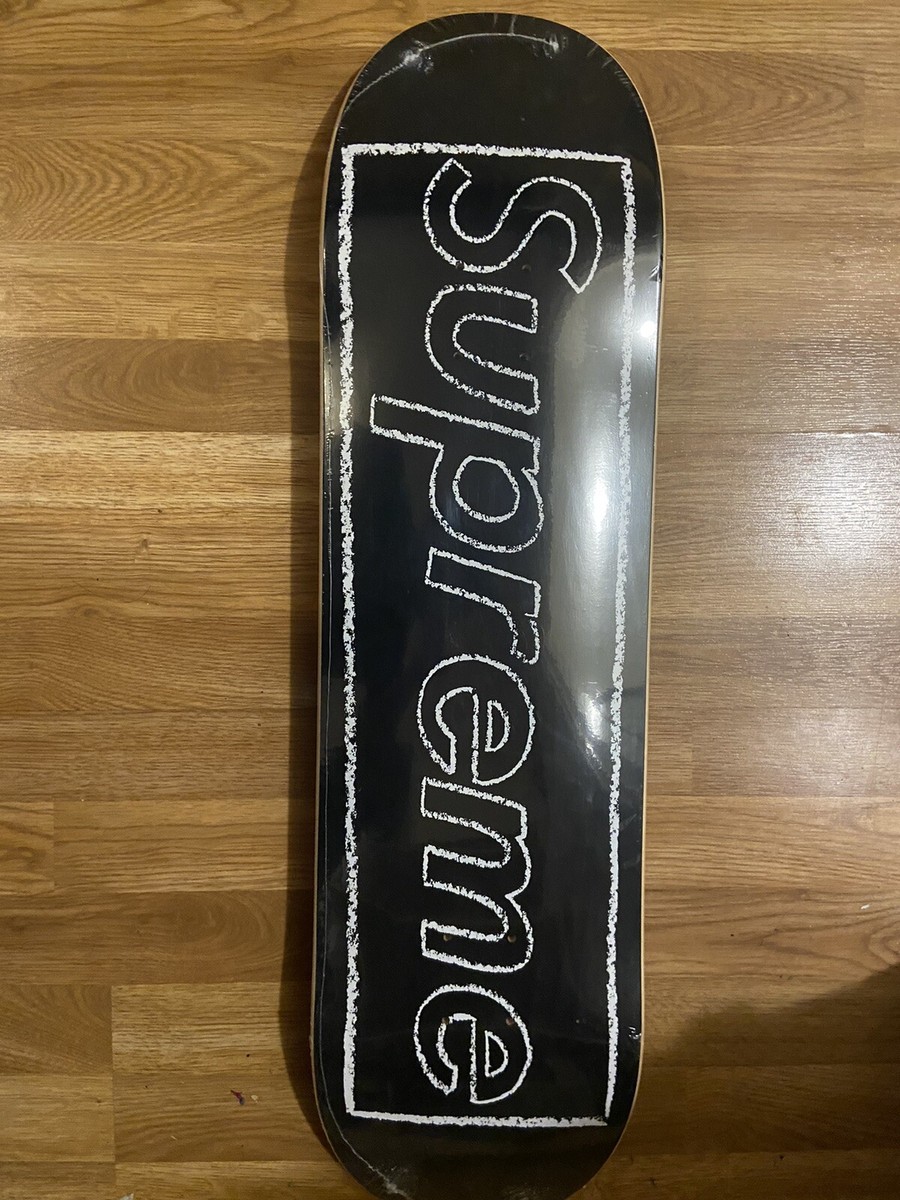 Supreme x Kaws Chalk Logo Skateboard Deck Black Brand New