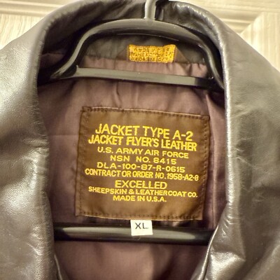 VTG 1980s Excelled USAF A-2 Military Flight Leather Jacket XL